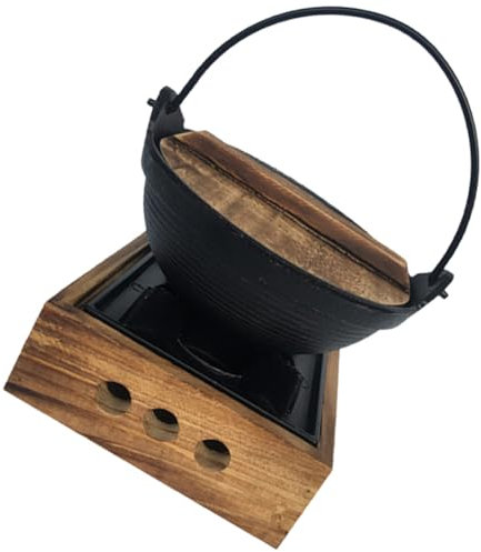 PRETYZOOM Marmite Japonaise Shabu Pot Fonte Robuste avec Couvercle et Support pour Cuisson