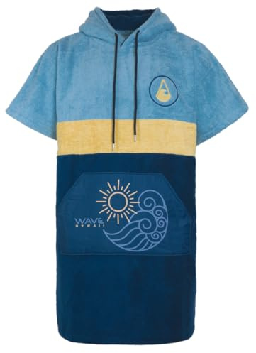 WAVE HAWAII Badeponcho Damen & Herren, Größe M, 161-183cm | 95-100% Baumwolle Surf-Poncho für Erwachsene, Frottee Handtuch mit hoher Wasserabsorption, Umziehhilfe Strand Erwachsene