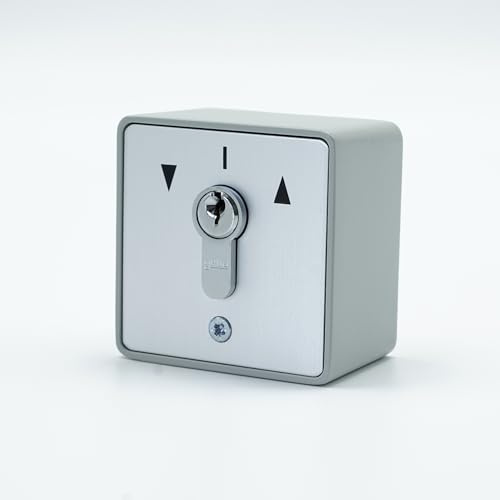 GEBA Universal Schlüsselschalter MS APZ 1-2T - 2 Impulsfunktionen - Aufputz - Wasserdicht IP54 - 3 Schlüssel - 2 NO Impulskontakte - Euro-Zylinder + 1 DOMOBIP Schlüsselanhänger