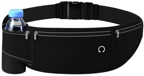 Laufgürtel mit Trinkflasche, Handytasche Joggen, Lauftasche Jogging mit 3 Taschen, Wasserdicht Running Belt, Bauchtasche Damen Klein für Damen und Herren, Fitness, Radfahren, Outdoor-Aktivitäten