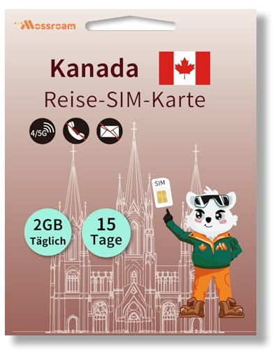 SIM-Karte für Reisen nach Kanada – 2 GB Prepaid-Daten für 15 Tage – 5G/4G LTE-Geschwindigkeiten – Plug & Play – Kein Roaming, Keine Verträge