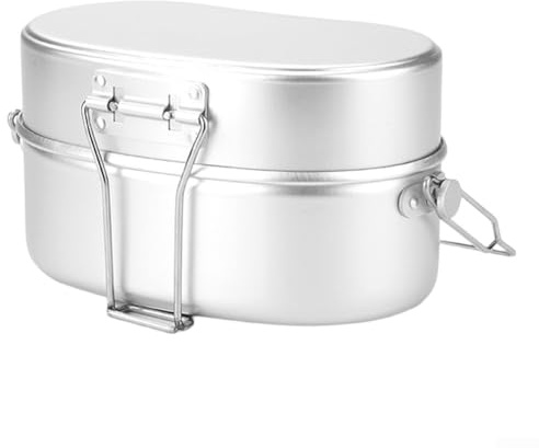 Honseadek Boîte à déjeuner en aluminium pour camping, randonnée, pique-nique, boîte à déjeuner 1 l (argenté)