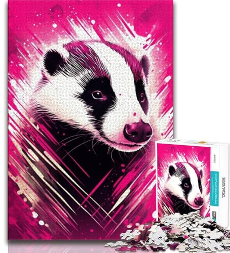 Puzzle da 1000 pezzi per adolescenti animali tasso del miele puzzle per adolescenti per gioco educativo giocattolo arredamento unico per la casa e regali 26x38cm