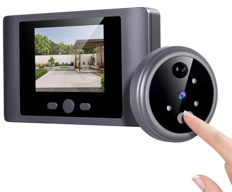 EffiFish Smart Wireless Doorbell Camera,With 2.8 Inch LCD Screen, PIR Motion Detection, For Night Vision, USB Rechargeable, Grey Home Security Viewer,Smart Digital Door Peephole Camera
