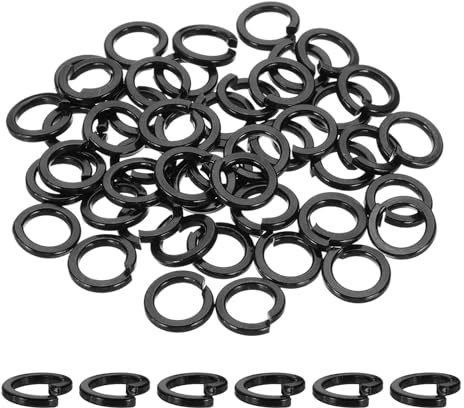 QUARKZMAN Arandela De Seguridad Tipo Muelle M8, Arandelas De Seguridad Partidas De Acero Inoxidable 304 Para Tornillos Tuercas Automóviles Maquinaria De Construcción Paquete De 50 Negro