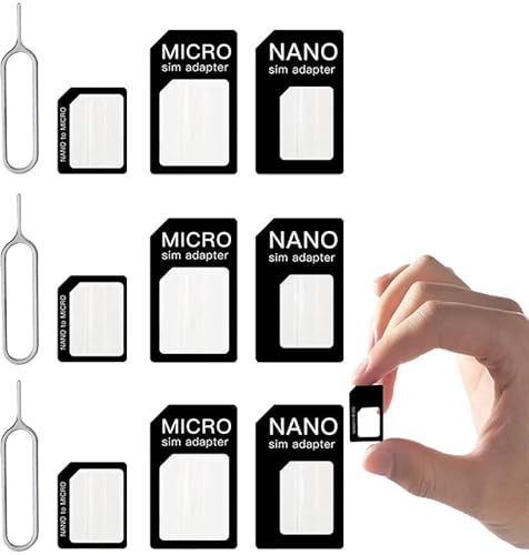 3Pcs 3-in-1 Nano SIM-Karten-Adapter Set – Inkl. Auswurfstift, kompatibel mit Allen Smartphones & Geräten