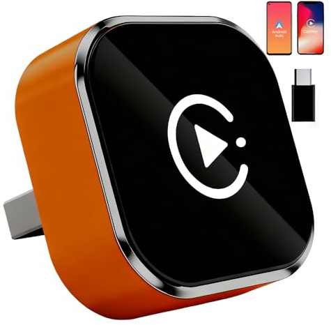 2 en 1 Adaptador CarPlay Inalámbrico, CarPlay Cableado a Inalámbrico Sin Esfuerzo, para Coches con CarPlay, para iPhone iOS 10+ & Android Auto, Compacto y Estable Bluetooth Car Play Wireless Adapter