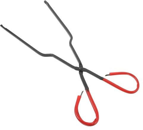 STOBAZA Pinzas para Chimenea de 44 Cm de Metal y Plástico, Tenazas de Alta Resistencia para Leña, Herramienta Segura para Fogatas y Camping en Interiores y Exteriores