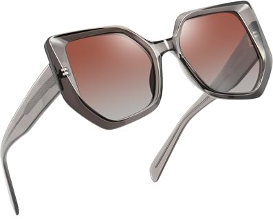 Joopin Acetat Große Sonnenbrille Damen Polarisiert Sonnenbrille für Reisen | Übergroße Polygon Cat Eye Design, Langlebig TR90-Rahmen, handpoliert Acetat-Bügel, UV400-Schutz, Shopping, Fahren, Parties