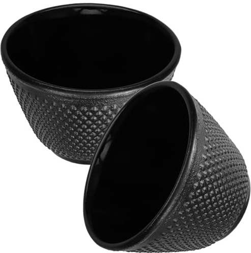 SECFOU Lot de 2 Tasses à Thé en Fonte 120 Ml Petites Tasses à Thé Chinoises Rétro Résistantes et Isolantes pour Maison et Bureau Verres en Fonte Café