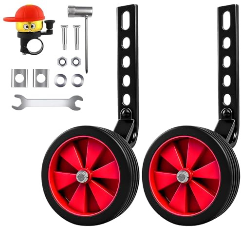 GIFISTAR Stützräder Kinderfahrrad, Universal Fahrrad Stützräder für 12-20 Zoll Kinderfahrrad, Hilfsräder Fahrrad Kinder, Erwachsene Stützräder, 1 Paar Rot