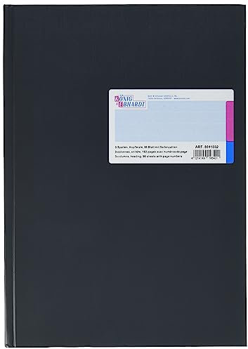 König & Ebhardt 8611032 Geschäftsbuch / Spaltenbuch (A4, mit Kopfleiste 3 Spalten, 32 Zeilen, 80g/m², 96 Blatt Fadenheftung, mit Seitenzahl)