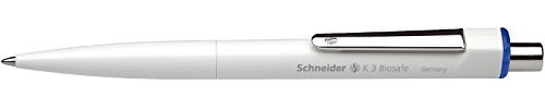 Schneider 3273 Schreibgeräte Druckkugelschreiber K 3 Biosafe, M, blau, Farbe des Schaftes: weiß, 1 Stück