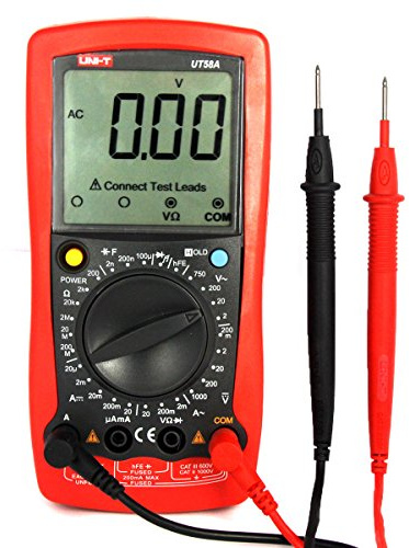 UNI-T UT58A Digital Multimeter Auto Range Multi Tester zum Messen von Gleich(DC) - und Wechsel(AC)-Spannung, Strom, Dioden sowie Widerstand Meter mit LCD Hintergrundbeleuchtung