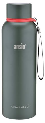 ANSIO Water Bottle,Vacuum Flask & Stainless Steel Water Bottle Double Walled Insulated Drinks Bottle Hot & Cold BPA Free Outdoor Sports Camping Hiking Cycling (700 ML, Dark Green)