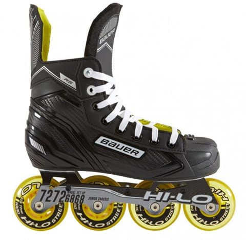 Bauer RS Inline Roller Skates (Junior, Width=Regular, 5.0=38.5EU), HI-LO Ventilator Steel 76/80mm, Thermoadjustable Upper, Microfiber Liner, Anaform Foam Ankle Pads