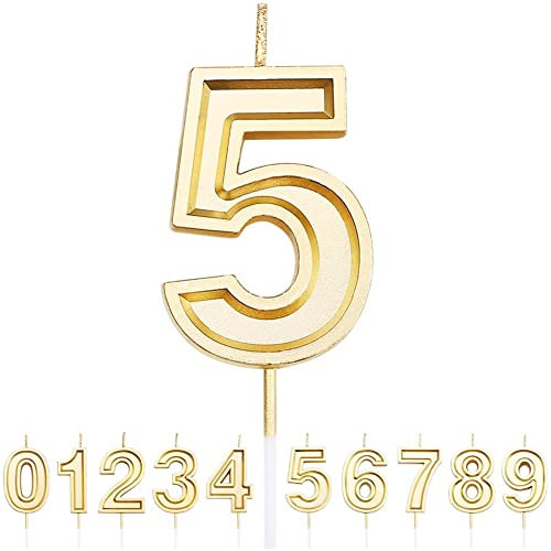 URAQT Velas Cumpleaños Originales, Velas Cumpleaños Divertidas, Velas de Pastel Cumpleaños, Velas Doradas para Cumpleaños, Aniversario, Fiesta Temática, Número 0-9 para Elegir