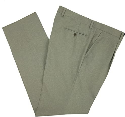 N+1 - Pantalone Uomo Classico in Fresco Lana con Pens Cavallo Alto Gamba Larga Elegante Tasca Dritta Leggero Estivo (56, Sabbia)