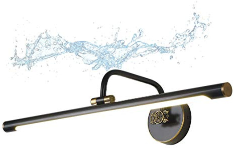 LANMOU LED Bad Spiegellampe Wand Vintage Verstellbar Messing Wandlampe Antik Spiegelleuchte LED Rustikal für Landhaus Schlafzimmer Wohnzimmer Badezimmer, Neutralweiß 4000K,Schwarz,9W/45CM