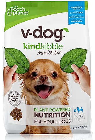 V-dog Cibo secco per cani - Mini cibo secco vegano per cani di piccola taglia - 2 kg - cibo per cuccioli completamente naturale - proteine a base vegetale