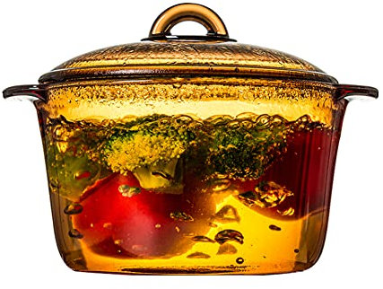MNSSRN Petite Casserole Transparente résistante à la Chaleur, marmite chauffante Transparente à Double poignée avec Couvercle, utilisée pour la Cuisson des pâtes, de la Soupe, du Lait,2L