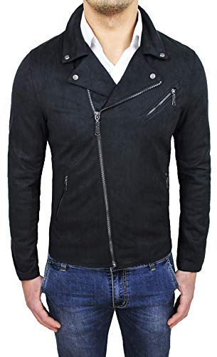 Evoga Giubbotto Uomo Scamosciato Primavera Estate Slim Fit Giubbino Giacca chiodo