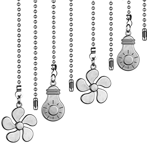 Ceiling Fan Pull Chain Kit - 4PCS 12 Inch Extension with Ball Chains Connector (Silver Nickel)