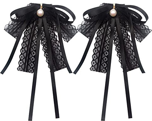 Bowknot Perle Brosche Schleifenbrosche Schwarz Bogen Brosche Pin Frauen Schleife Broschen Kristallband Brosche 2 Stück Damen Brosche für Frauen,Hochzeiten,Abschlussbälle,Partys,Mit Röcken,Hemden