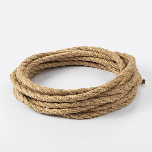 Vecys LED Lighting Cable Textil Vintage Trenzado de Cuerda de Cáñamo 5M,2 Núcleos,0,75 mm² para Colgar Lámparas, Accesorios de Lámpara