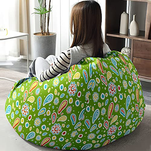 Highdi Sitzsack ohne Füllung für Erwachsene Teenager Aufbewahrung Stofftier Sofa Sack Kissen Sessel BeanBag Sitzsäcke für Outdoor & Indoor Gaming -3D Boho (L:90x110cm,Hellgrün)