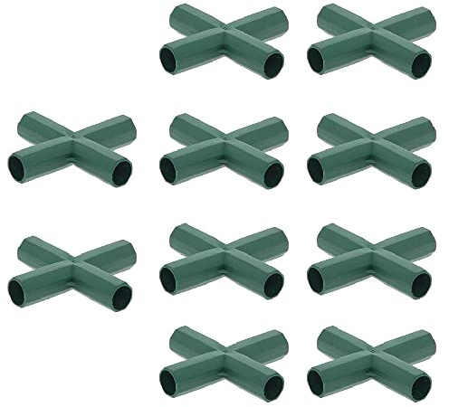 16 mm Gartenrahmen-Verbindungsstück, flach, 4-Wege-Stabilität, für Gartenarbeiten, Gebäude, Verbindungsstücke für Blumenständer und Gewächshaus, 10 Stück