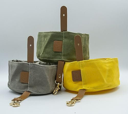 Cuenco plegable de tela para perro, bebedero de tela para perro, comedero para mascota de tela, cuenco de comida para perro, bebedero para mascotas de lona, bebedero para mascotas 1L (Amarillo)