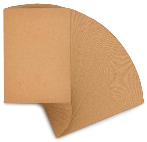 OFFCUP A6 tomma vykort, 54 st tomt kort, vikkort, kraftpapperskort 15 x 10 cm, anpassningskort för skrivare, DIY skrivkort, gratulationskort (brun)