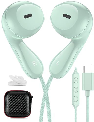 USB C Kopfhörer für Samsung A34 A56 A26 A16 A17 5G,Typ C Kopfhörer mit Kabel,In Ear Ohrstöpsel USB C Anschluss Headset mit Mikrofon für iPhone 16 17 Pro Galaxy A55 A35 Pixel 9 8a Google 10 Xiaomi 15
