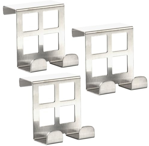 RICOO Dörrkrok MH030Sx3, dörrkrok i rostfritt stål för upphängning, robust och modern, idealisk klädkrok för jackor, handdukar, 6 x 5 x 4,5 cm, silver