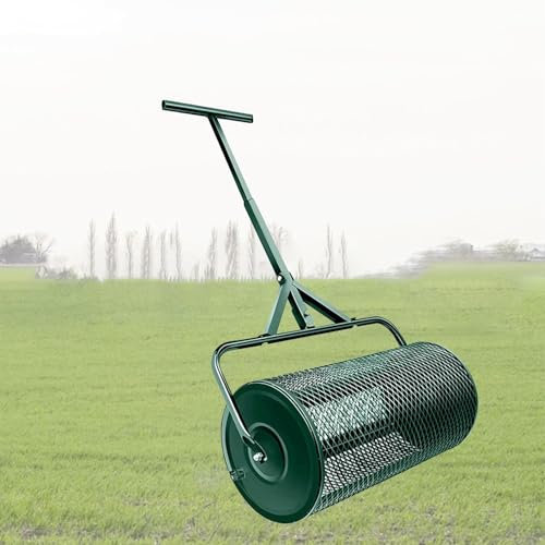 IINCOOY Esparcidor Abono 24 Pulgadas, Esparcidor Malla Metálica Resistente Mango En Forma T Pestillos Laterales Rodillo Metal Antioxidante For Cubrir Plántulas Jardín Césped Cuidado del Patio