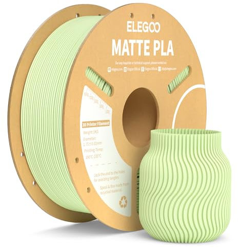 ELEGOO Matte PLA Filament Matte Mintgrün 1KG, 1.75mm 3D Drucker Filament Maßgenauigkeit +/- 0.02mm, 1kg Kartonspule (2.2lbs) für die Meisten 3D Printer