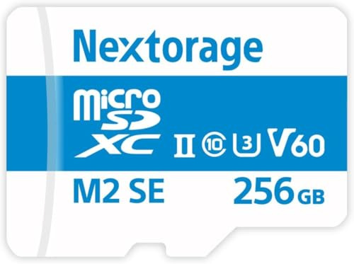 Nextorage japanische microSD-Karte UHS-II 256GB speicherkarte Canon Nikon | Max Lesen 280MB/s, Max Schreiben 190MB/s, GoPro, Olympus, Insta360, Smartphone, Drohnen, Action-Kamera, Video, NX-M2SE256G