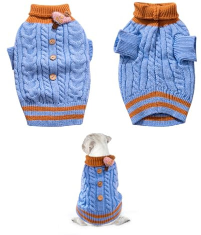 Hundepullover Hund Rollkragenpullover Strickpullover Mantel Winter Wärmer Gestrickter Weiche Häkeln Hundekleidung Weste für Haustier Herbst mittelgroße und große Hunde Welpen Katzen (2XL)