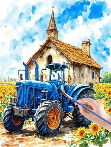 Farm Malen Nach Zahlen Erwachsene, Malen Nach Zahlen Auto Kinder Anfänger, DIY Paint By Numbers Ölgemälde Leinwand Kit inklusive Pinsel und Acrylfarben für Geschenke und Home Wand Dekor 60 x 80cm 40-3