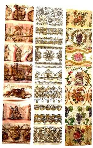Ukrainisches Kunsthandwerk Ostereier Folie Set für 21 Eier Verzieren. Hasen, Spitze, Blumen. Bastelen zu Ostern. Eier Folie (90.91.94)