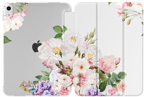 TiMOVO Case for iPad (A16) 11th Generation 11 Inch 2025/iPad 10th Generation 10.9 Inch 2022, Slim Stand Cover with Hard Translucent Back, Support Touch ID, Auto Wake/Sleep, Blooming Bouquet