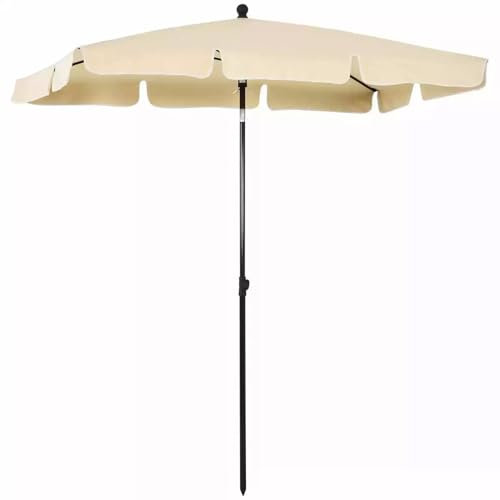 WBQYIPD Parasol de jardin inclinable 200 x 130 cm, parasol rectangulaire inclinable, parasol de table de marché extérieur, protection UV 50+ for balcon, terrasse, plage(Beige)