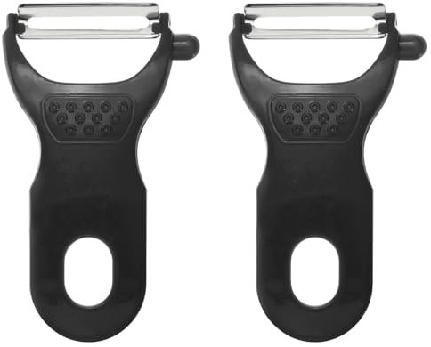 sourcing map 2pcs Vegetable Peeler Set, 4.5 Inch Stainless Steel Potato Peeler for Apple Fruits Carrot Black