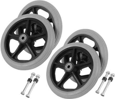 COLLBATH Ersatz Vorderräder mit Rutschfester Oberfläche aus Robustem Kunststoff und Metall 4 Stück Rollstuhlzubehör Allgemein Kompatibel für Manuelle Rollstühle