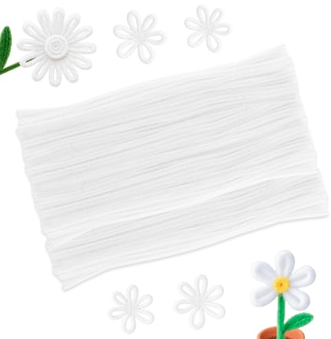200 unidades de limpiador de pipas de poliéster, 30 cm, blanco, limpiador de pipas para manualidades, juego de limpieza de tuberías de felpa de flexión, limpiador de pipas de alambre de chenilla, para