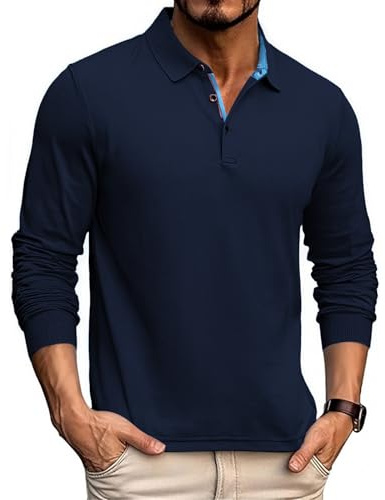 SwissWell Polo a Manica Lunga da Uomo in Tessuto ad Asciugatura Rapida, Magliette Funzionali a Maniche Lunghe Traspiranti per Uomini, Polo da Golf Casual