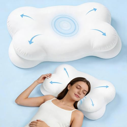 Mailirious Cuscino Cervicale in Memory Foam, Cuscino Ergonomico per il Supporto del Collo, Adatto per Dormire su Fianco, Schiena e Stomaco, Con 2 Federe Sfoderabili e Lavabili, 69×38×9/11 cm