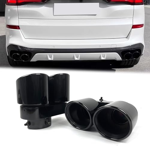 1 paar Schwarz Auspuffblenden Auspuff Endrohr Blende Doppelrohr für BMW X5 G05 X6 G06 X7 G07 2019-2024 nur mit M Sport Paket