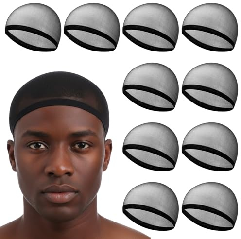 10 Stück Haarnetz zum Schlafen, Wig Cap Nylon Ultra Dünne Perücke Haarnetz für Perücken Netz Perückennetz Perückenkappe Kappen Durchsichtige Set Atmungsaktive Unterziehhaube Dehnbare Zubehör(Schwarz)